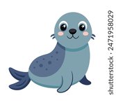 Cute Seals Sitting Vector Icon Illustration. Animal Nature Icon Concept
