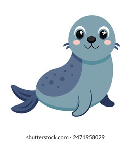 Cute Seals Sitting Vector Icon Illustration. Animal Nature Icon Concept