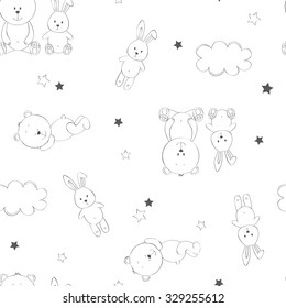 Cute seamless baby background for boy and for girl