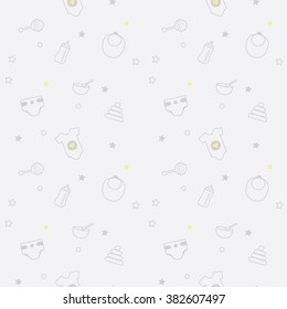 Cute seamless baby pattern with lines