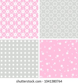 cute seamless baby shower pattern set vector design
