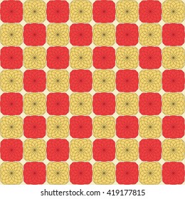 Cute seamless background abstract pattern with repeating stylized tile mosaic graphic ornament on the light background. Vector eps illustration