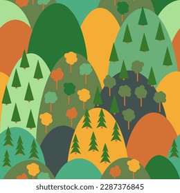 Un entorno agradable y sin fisuras con las montañas del otoño. Textura creativa para niños. Para imprimir textiles para niños, tejidos, decoración, envoltura de regalo.