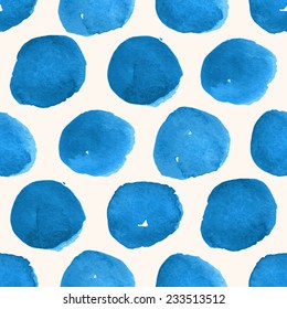 cute seamless background with blue watercolor circles