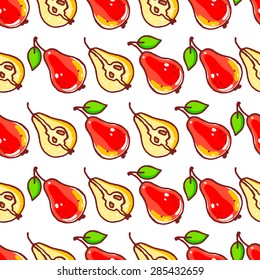 cute seamless background with bright red pears