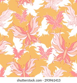 Cute seamless background with butterflies