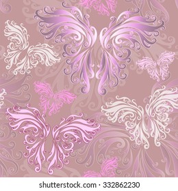 Cute seamless background with butterflies