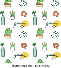 cute seamless background with cactus