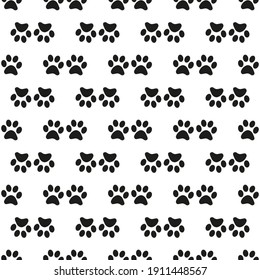 Cute Seamless Background. Cartoon Paw Print Pattern For Wallpaper Design. Cartoon Modern Design. Seamless Fabric Texture