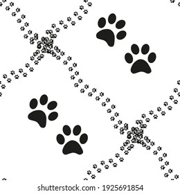 Cute seamless background. Cartoon paw for wallpaper design. Cartoon Modern design. Seamless fabric texture