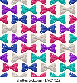 Cute seamless background with colored bows with dots - 2. vector illustration 
