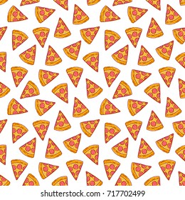 el agradable fondo de las deliciosas pizzas. ilustración dibujada a mano