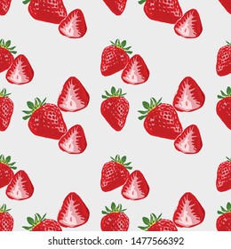 Cute seamless background with delicious ripe strawberries.