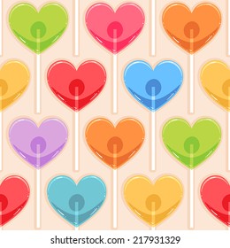 Cute seamless background with different color candy hearts