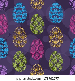 Cute seamless background with different colorful Easter Eggs