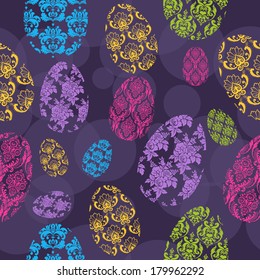 Cute seamless background with different colorful Easter Eggs