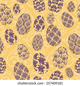 Cute seamless background with different colorful Easter Eggs