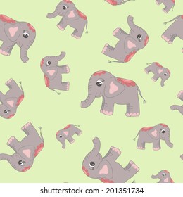 Cute seamless background with elefants made in vector.