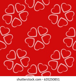 Cute seamless background with hearts. Vector illustration.