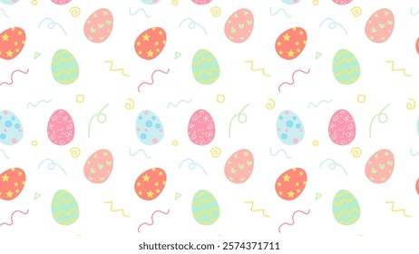 Cute seamless background illustration of Easter eggs.