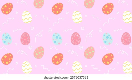 Cute seamless background illustration of Easter eggs.