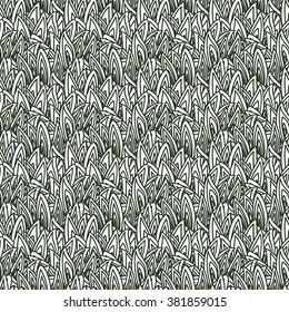 Cute seamless background pattern with repeating grass contour isolated on the white (transparent) background. Vector illustration eps