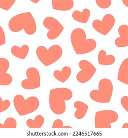 Cute, seamless background with pink hearts. Pattern with hearts for decorating festive materials for Valentine's Day.