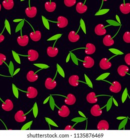 Cute seamless background of ripe cherries
