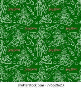 cute seamless background of soyabeans. hand-drawn illustration