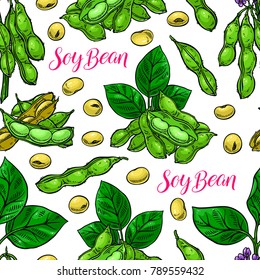cute seamless background of soyabeans. hand-drawn illustration
