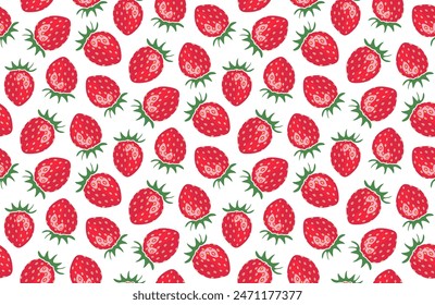 Cute seamless background with strawberries, berry pattern.