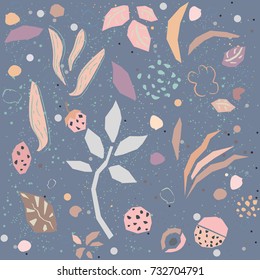 Cute Seamless background with strawberry and leaves. Vector Illustration.