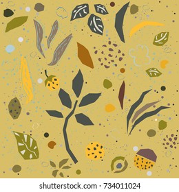 Cute Seamless background with strawberry and leaves. Hand Drawn Design. Great for wall art design, gift paper, wrapping, fabric, textile, pillow or blanket prints, etc. Vector Illustration.