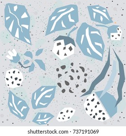 Cute Seamless background with strawberry and leaves. Vector Illustration.
