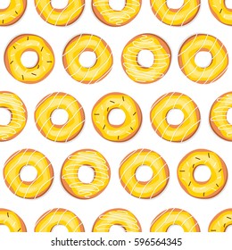 Cute seamless background of sweet donuts. Pattern.