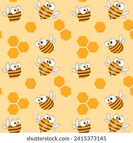 Nahtlose Bienen- und Honigwabenmuster.