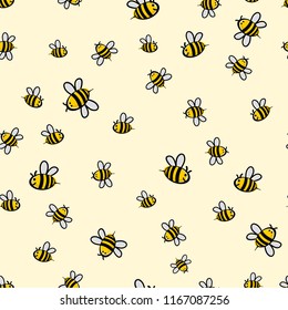 Cute Seamless Bee Pattern Vector