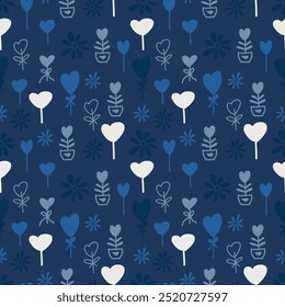 Lindo patrón boho sin fisuras con corazones dibujados a mano. Tejidos para niños.