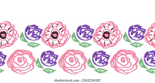 Borde transparente. Dibujos con lápices de cera. Diseño de papel, tela, decoración interior y otros usos