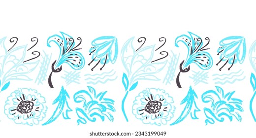 Borde transparente. Dibujos con lápices de cera. Diseño de papel, tela, decoración interior y otros usos