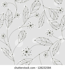 cute seamless branches with leaves and flowers