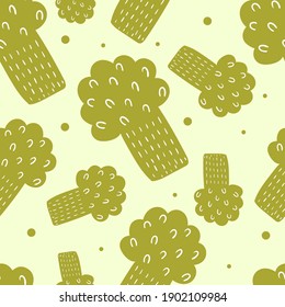 
Cute seamless broccoli pattern. Vector illustration.