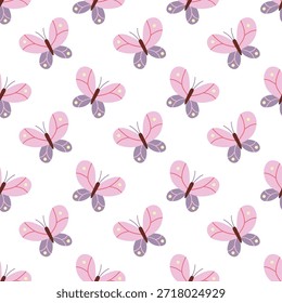 Cute Seamless Butterfly Pattern Hand Drawn Illustration