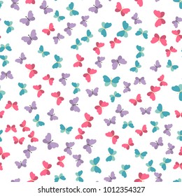 Cute seamless butterfly pattern. Spring or summer vector background