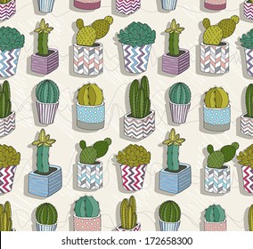 Cute seamless cactus pattern