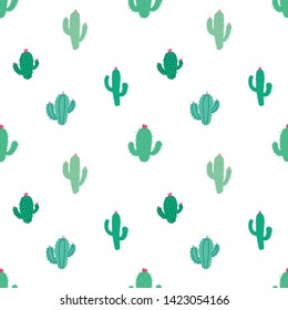 Cute seamless cactus pattern background. Vector illustrations for gift wrap design.