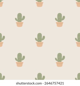 Cactus bonito sem emenda padrão no potenciômetro para o berçário de Boho e uso digital