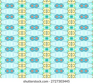 Bonito padrão de estilo de desenho animado sem costura com formas divertidas em azul pastel. Padrão divertido, sem emenda, plano de fundo, bonito, design abstrato.