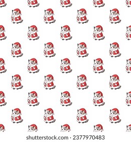 Cute seamless cat Christmas pattern design for decorating, backdrop, fabric, wallpaper and etc.