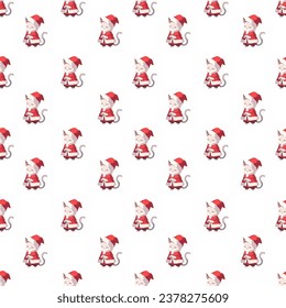 Cute seamless cat Christmas pattern design for decorating, backdrop, fabric, wallpaper and etc.